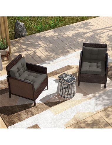 Outsunny 2-Piece Seat Cushions Back Pillows Replacement, Patio Chair Cushions Set for Indoor Outdoor, Charcoal Grey