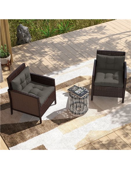 Outsunny 2-Piece Seat Cushions Back Pillows Replacement, Patio Chair Cushions Set for Indoor Outdoor, Charcoal Grey - pic 129933 | FastDaddyshop