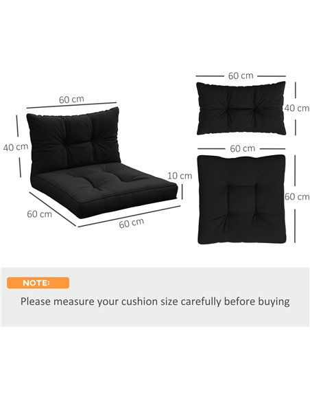 Outsunny 2-Piece Seat Cushions Back Pillows Replacement, Patio Chair Cushions Set for Indoor Outdoor, Black - pic 129938 | FastDaddyshop