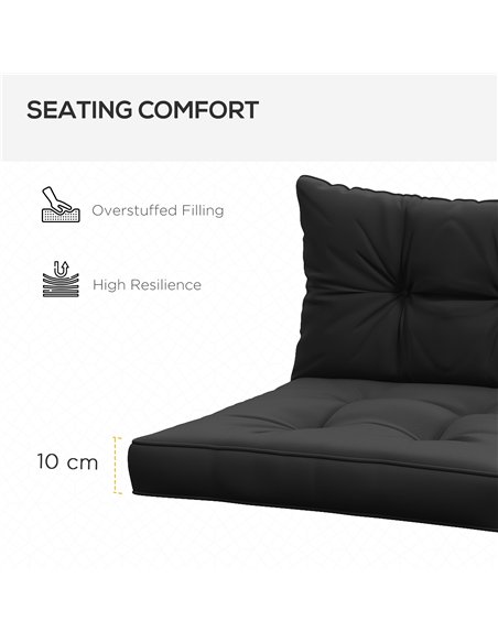 Outsunny 2-Piece Seat Cushions Back Pillows Replacement, Patio Chair Cushions Set for Indoor Outdoor, Black - pic 129940 | FastDaddyshop