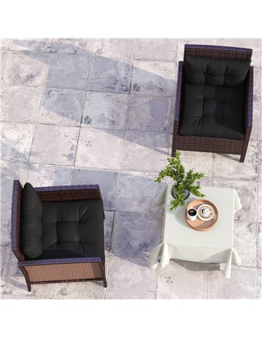 Outsunny 2-Piece Seat Cushions Back Pillows Replacement, Patio Chair Cushions Set for Indoor Outdoor, Black