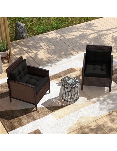 Outsunny 2-Piece Seat Cushions Back Pillows Replacement, Patio Chair Cushions Set for Indoor Outdoor, Black