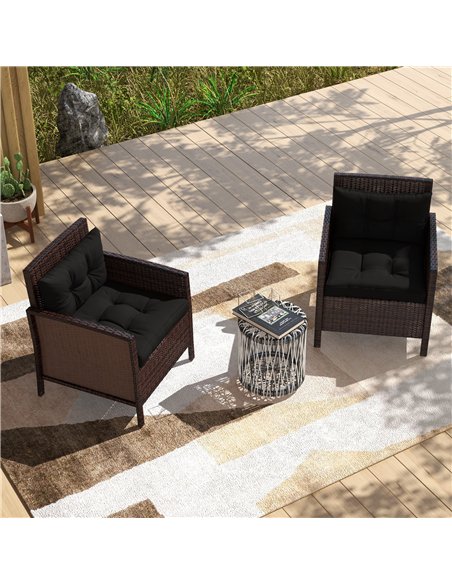 Outsunny 2-Piece Seat Cushions Back Pillows Replacement, Patio Chair Cushions Set for Indoor Outdoor, Black - pic 129942 | FastDaddyshop