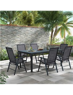Outsunny Set of 6 Folding Garden Chairs, Metal Frame Garden Chairs Outdoor Patio Park Dining Seat with Breathable Mesh Seat, Dar 2