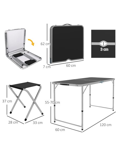 Outsunny Four-Person Foldable Aluminium Picnic Set - pic 129965 | FastDaddyshop