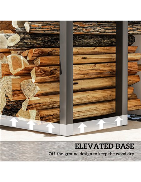 Outsunny Firewood Log Rack Set of 2, Retractable Metal Wood Store Holder, Indoor Outdoor Fireplace Log Storage Shelf with Hooks, - pic 129978 | FastDaddyshop