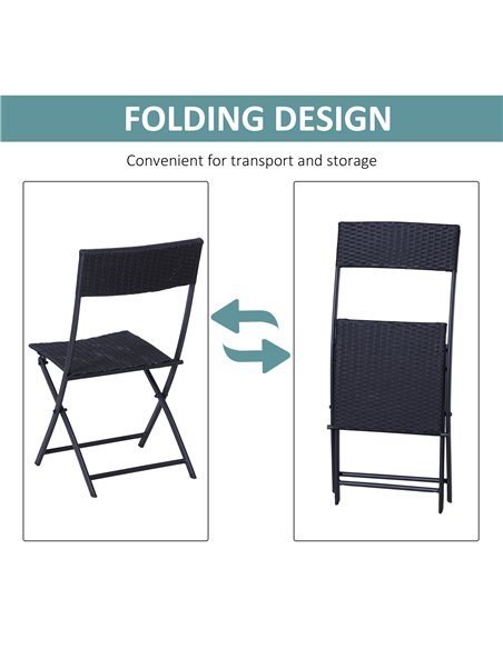 Outsunny Rattan Garden Furniture 2-Seater Wicker Garden Furniture Patio Wicker Bistro Set Folding (Black) - pic 12998 | FastDaddyshop