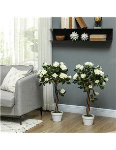 Outsunny Set of Two Faux Rose Trees - White 2