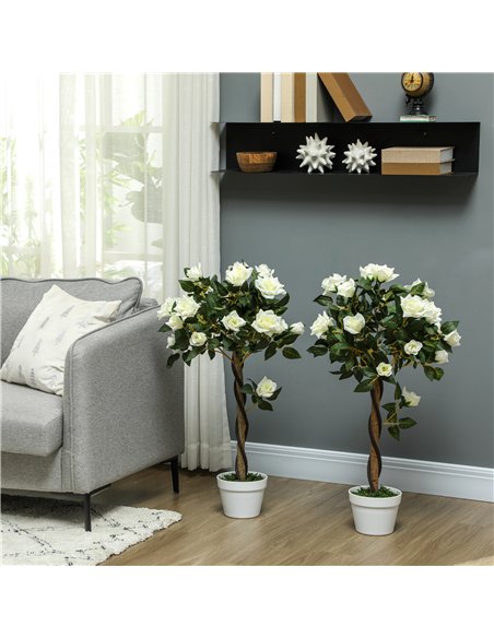 Outsunny Set of Two Faux Rose Trees - White - pic 129982 | FastDaddyshop