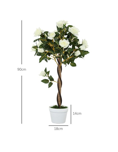 Outsunny Set of Two Faux Rose Trees - White - pic 129983 | FastDaddyshop