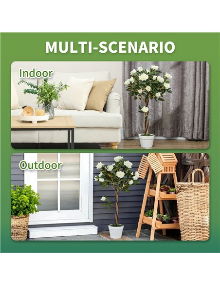 Outsunny Set of Two Faux Rose Trees - White - pic 129984 | FastDaddyshop
