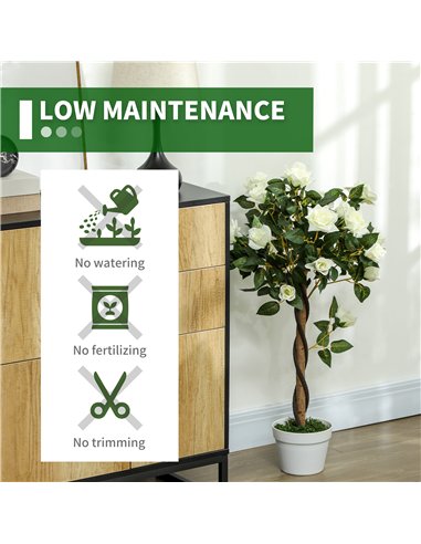 Outsunny Set of Two Faux Rose Trees - White