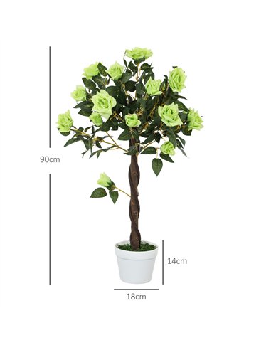Outsunny Set of Two Faux Rose Trees - Green