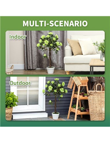 Outsunny Set of Two Faux Rose Trees - Green