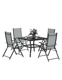 Outsunny Five-Piece Steel Frame Patio Set - Grey/Black