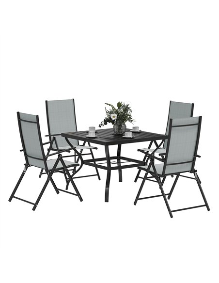 Outsunny Five-Piece Steel Frame Patio Set - Grey/Black - pic 129999 | FastDaddyshop