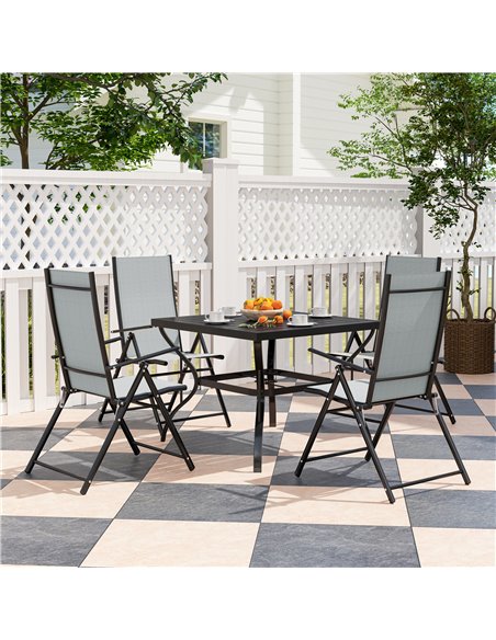 Outsunny Five-Piece Steel Frame Patio Set - Grey/Black - pic 130000 | FastDaddyshop