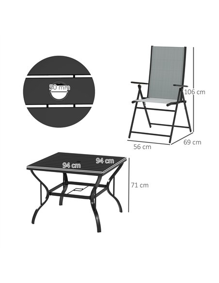 Outsunny Five-Piece Steel Frame Patio Set - Grey/Black - pic 130001 | FastDaddyshop