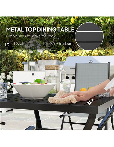 Outsunny Five-Piece Steel Frame Patio Set - Grey/Black