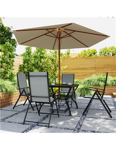 Outsunny Five-Piece Steel Frame Patio Set - Grey/Black