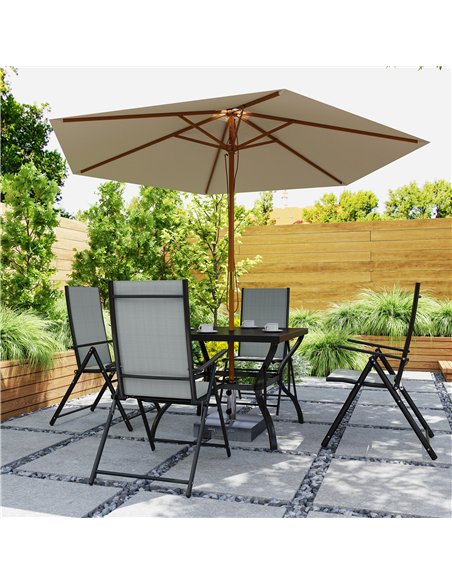 Outsunny Five-Piece Steel Frame Patio Set - Grey/Black - pic 130007 | FastDaddyshop