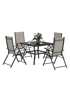 Outsunny Five-Piece Steel Frame Patio Set - Khaki/Black