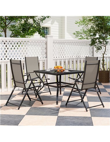 Outsunny Five-Piece Steel Frame Patio Set - Khaki/Black