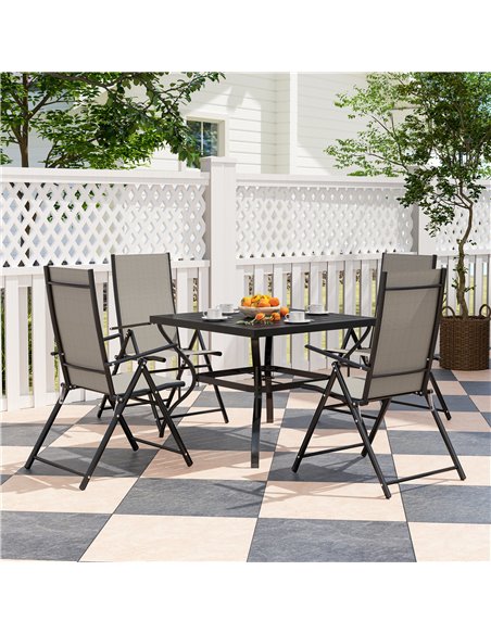 Outsunny Five-Piece Steel Frame Patio Set - Khaki/Black - pic 130009 | FastDaddyshop