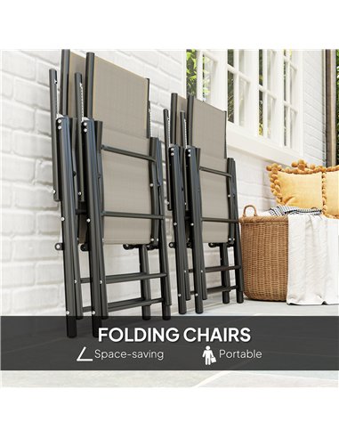 Outsunny Five-Piece Steel Frame Patio Set - Khaki/Black