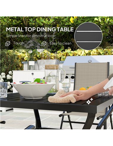 Outsunny Five-Piece Steel Frame Patio Set - Khaki/Black