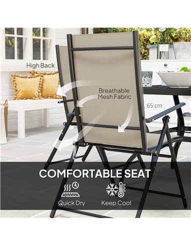 Outsunny Five-Piece Steel Frame Patio Set - Khaki/Black