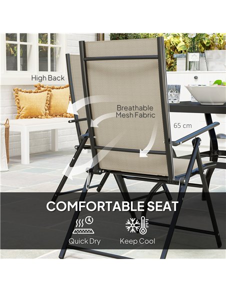 Outsunny Five-Piece Steel Frame Patio Set - Khaki/Black - pic 130014 | FastDaddyshop