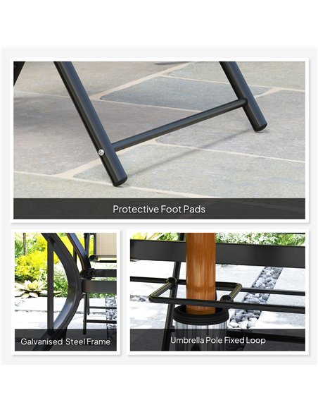 Outsunny Five-Piece Steel Frame Patio Set - Khaki/Black - pic 130015 | FastDaddyshop