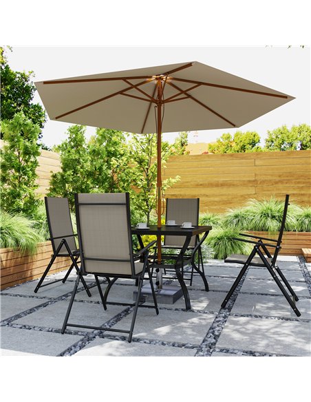 Outsunny Five-Piece Steel Frame Patio Set - Khaki/Black - pic 130016 | FastDaddyshop