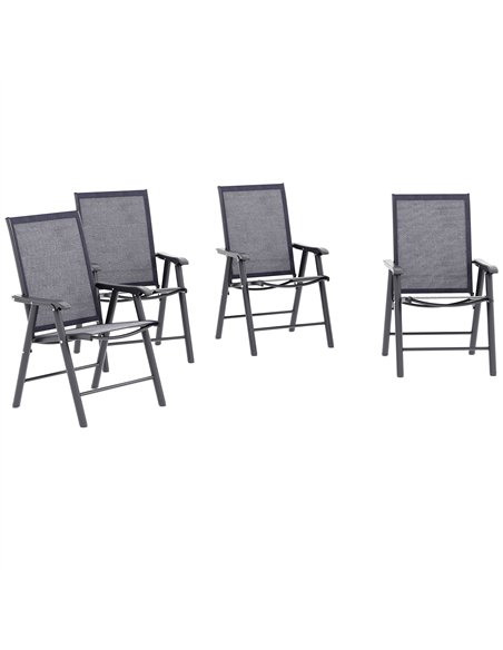 Outsunny Set of 4 Foldable Metal Garden Chairs Outdoor Patio Park Dining Seat Furniture Charcoal Grey - pic 130017 | FastDaddyshop