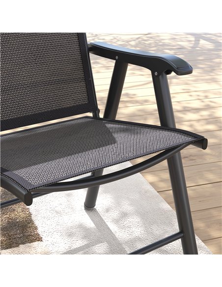 Outsunny Set of 4 Foldable Metal Garden Chairs Outdoor Patio Park Dining Seat Furniture Charcoal Grey - pic 130024 | FastDaddyshop