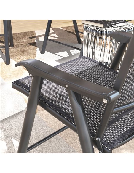 Outsunny Set of 4 Foldable Metal Garden Chairs Outdoor Patio Park Dining Seat Furniture Charcoal Grey - pic 130025 | FastDaddyshop