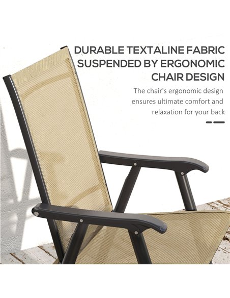 Outsunny Set of 4 Foldable Metal Garden Chairs Outdoor Patio Park Dining Seat Furniture Light Brown - pic 130029 | FastDaddyshop