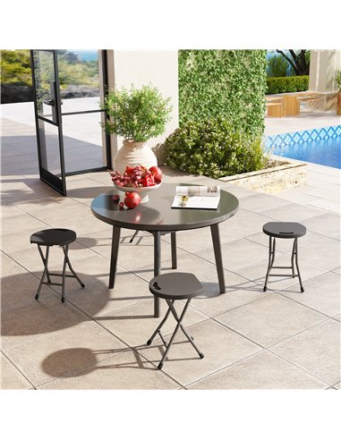Outsunny Set of Four Folding Carry Stools - Charcoal Grey