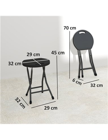 Outsunny Set of Four Folding Carry Stools - Charcoal Grey