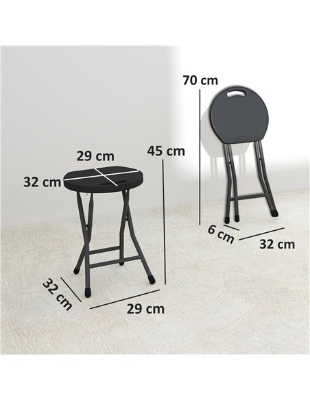 Outsunny Set of Four Folding Carry Stools - Charcoal Grey - pic 130037 | FastDaddyshop