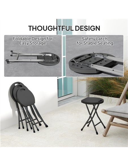 Outsunny Set of Four Folding Carry Stools - Charcoal Grey - pic 130039 | FastDaddyshop