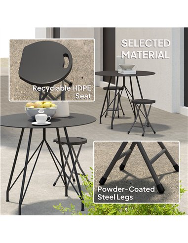Outsunny Set of Four Folding Carry Stools - Charcoal Grey
