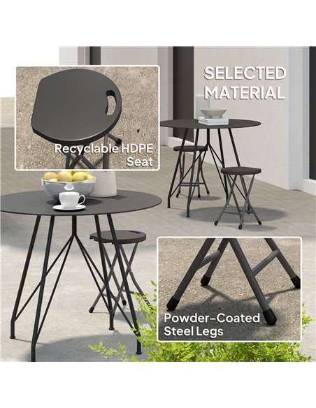 Outsunny Set of Four Folding Carry Stools - Charcoal Grey - pic 130040 | FastDaddyshop