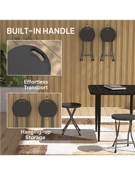 Outsunny Set of Four Folding Carry Stools - Charcoal Grey - pic 130041 | FastDaddyshop