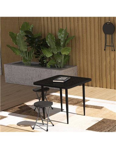 Outsunny Set of Four Folding Carry Stools - Charcoal Grey