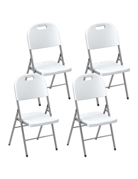 Outsunny Set of Four Foldable Outdoor Chairs - White - pic 130044 | FastDaddyshop