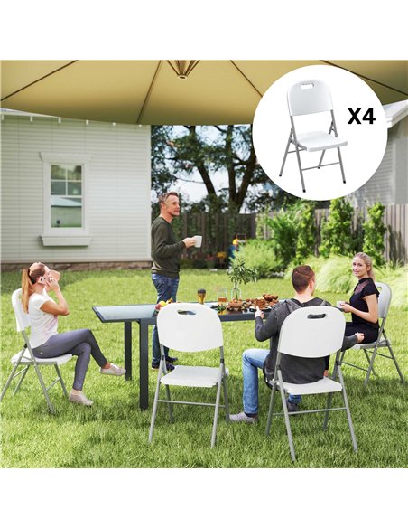 Outsunny Set of Four Foldable Outdoor Chairs - White - pic 130045 | FastDaddyshop