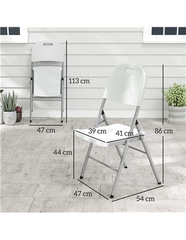 Outsunny Set of Four Foldable Outdoor Chairs - White