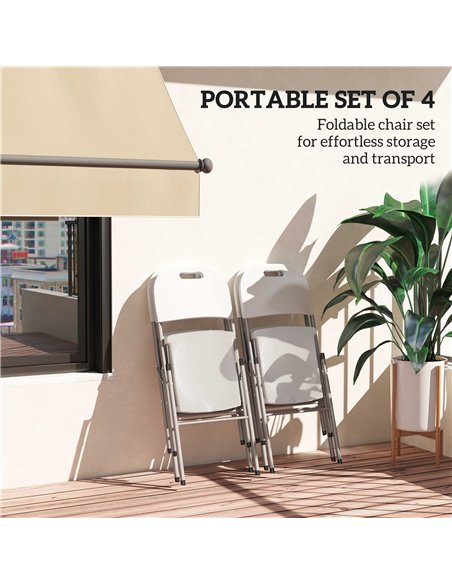 Outsunny Set of Four Foldable Outdoor Chairs - White - pic 130047 | FastDaddyshop